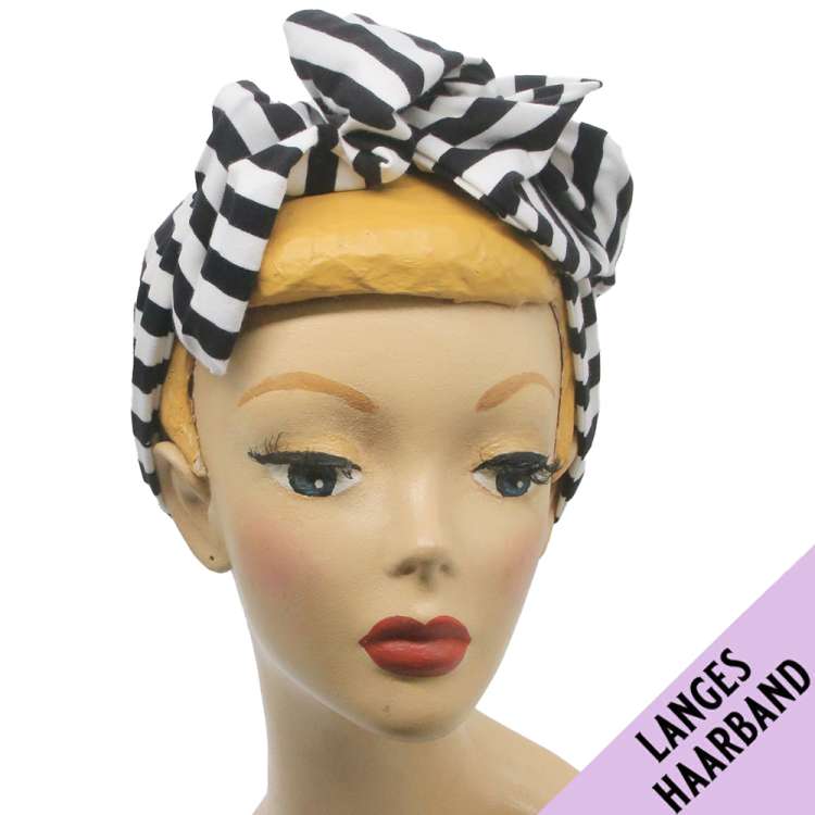 Black white turban hair band with wire